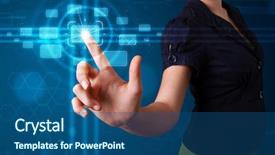  Presentation with high tech - Colorful theme enhanced with tech type of modern button backdrop and a ocean colored foreground