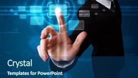  Presentation with modern tech - Audience pleasing theme consisting of tech type of modern button backdrop and a ocean colored foreground