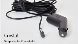  Presentation with electric car charging battery cells - Beautiful PPT layouts featuring tech vehicle - car charger cable on white backdrop and a white colored foreground