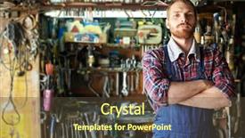  Presentation with mechanic tools - Presentation theme with tech vehicle - portrait of handsome bearded mechanic background and a  colored foreground