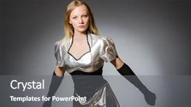  Presentation with tech - Beautiful presentation theme featuring tech woman in futuristic concept backdrop and a  colored foreground