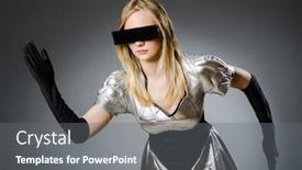  Presentation with tech - Colorful presentation theme enhanced with tech woman in futuristic concept backdrop and a gray colored foreground