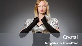  Presentation with blue green future tech business - Slides having tech woman in futuristic concept background and a  colored foreground