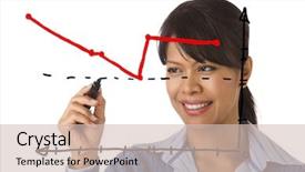  Presentation with technical analysis - PPT theme with technical analysis - image of businesswoman showing sales background and a soft green colored foreground