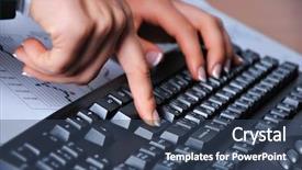  Presentation with technical - Presentation design with technical background - hands of a young woman background and a  colored foreground