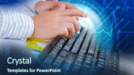  Presentation with technical - Amazing theme having technical background - hands of a young woman backdrop and a ocean colored foreground