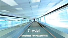  Presentation with technical - Cool new PPT theme with technical background - moving escalator with person backdrop and a teal colored foreground