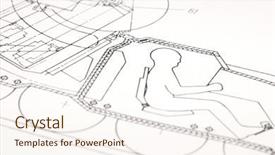  Presentation with technical - Audience pleasing theme consisting of technical blueprint of military machine backdrop and a  colored foreground