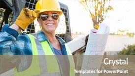  Presentation with technical - Cool new theme with technical blueprints near small bulldozer backdrop and a gray colored foreground