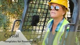  Presentation with bulldozer - Audience pleasing PPT layouts consisting of technical blueprints using small bulldozer backdrop and a coral colored foreground