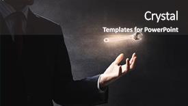  Presentation with hand palm - Presentation theme having technical challenge - close up of male hand background and a  colored foreground