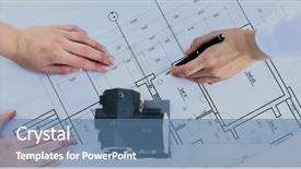  Presentation with architects - PPT layouts consisting of technical choice - architects model house with plan background and a  colored foreground