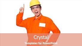  Presentation with blue orange white - Audience pleasing PPT theme consisting of technical choice - man in orange coveralls isolated backdrop and a coral colored foreground