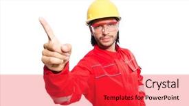  Presentation with red and white industry - Presentation theme with technical choice - man wearing red coveralls isolated background and a red colored foreground