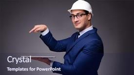  Presentation with technical - Presentation theme featuring technical choice - young architect in industrial concept background and a  colored foreground