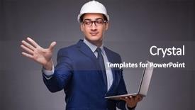  Presentation with technical - Presentation theme having technical choice - young architect in industrial concept background and a  colored foreground