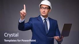  Presentation with technical - Theme having technical choice - young architect in industrial concept background and a  colored foreground