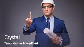  Presentation with technical - Slide set featuring technical choice - young architect in industrial concept background and a  colored foreground