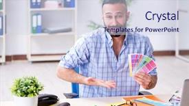  Presentation with new balance - PPT layouts with technical choice - young designer working in his background and a  colored foreground