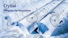  Presentation with technical - Presentation theme having technical drawings in a blue background and a sky blue colored foreground