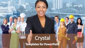  Presentation with industrial workers - Slide set having deal devil - angry businessman hiding a weapon background and a gray colored foreground