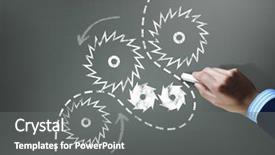  Presentation with hand drawn brush stroke design - Amazing slide deck having technical education - businessman hand drawing with chalk backdrop and a gray colored foreground