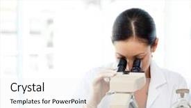  Presentation with microscope - Cool new presentation theme with technical education - scientists looking through a microscope backdrop and a white colored foreground