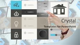  Presentation with automation system - Slide deck with technical expertise - digital composite of hand touching background and a soft green colored foreground