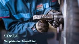  Presentation with garage car - Colorful presentation design enhanced with technical expertise - garage - mechanic changing backdrop and a  colored foreground