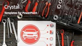  Presentation with tools - PPT theme with technical expertise - paper with scheme and box background and a tawny brown colored foreground