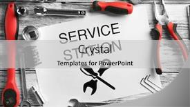  Presentation with tool belt tools - Theme having technical expertise - paper with service station text background and a light gray colored foreground