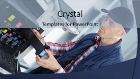  Presentation with work the word in your life - Presentation theme enhanced with technical expertise - repairing a printer at work background and a  colored foreground