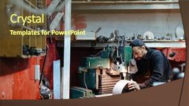  Presentation with technical - Audience pleasing PPT theme consisting of technical expertise - technician at work backdrop and a tawny brown colored foreground