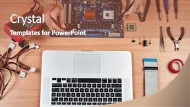  Presentation with technical service - Beautiful theme featuring wired body - technical fixes motherboard in service backdrop and a red colored foreground