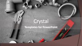  Presentation with structure - Slides with technical improvement - plumber tools frame on concrete background and a gray colored foreground