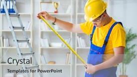  Presentation with industrial pumps and repair - Cool new presentation with technical improvement - young contractor doing repair works backdrop and a light gray colored foreground