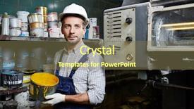  Presentation with paint bucket - Cool new slides with technical repairman with bucket backdrop and a  colored foreground