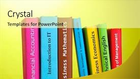  Presentation with technical - Cool new PPT theme with technical report - books staying on wooden table backdrop and a blonde colored foreground