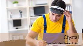  Presentation with hardware computer - Beautiful theme featuring technical report - computer repair technician repairing hardware backdrop and a  colored foreground