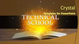  Presentation with technical school - Presentation theme enhanced with technical-school-inscription-coming-out background and a tawny brown colored foreground