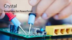  Presentation with technical service - Cool new PPT theme with technical service - electronic laboratory backdrop and a soft green colored foreground