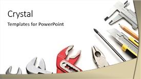  Presentation with technical service - Presentation theme with technical service - group of used tools background and a white colored foreground