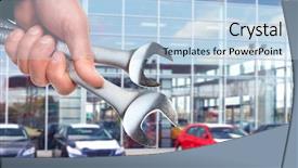  Presentation with technical service - Cool new theme with technical service - hand of professional auto mechanic backdrop and a light blue colored foreground