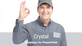  Presentation with worker abuse - Beautiful slides featuring technical service - mature handsome worker isolated backdrop and a  colored foreground