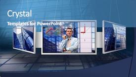  Presentation with technical service - Presentation theme with technical service - monitors with business architecture background background and a teal colored foreground