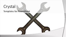  Presentation with old photographs black and white - Presentation featuring technical service - old wrenches isolated on white background and a  colored foreground