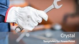  Presentation with technical service - Presentation design consisting of technical service - portrait of a worker background and a gray colored foreground