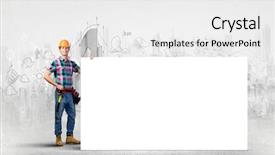  Presentation with technical service - Amazing theme having technical service - young repairman with white blank backdrop and a white colored foreground