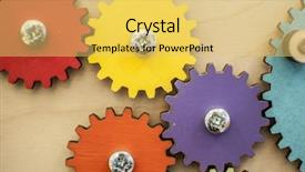  Presentation with technical - Audience pleasing slide deck consisting of technical solution - colorful gears on the brown backdrop and a yellow colored foreground