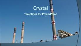  Presentation with power plant - Presentation theme having technical source - chimneys of a power plant background and a ocean colored foreground